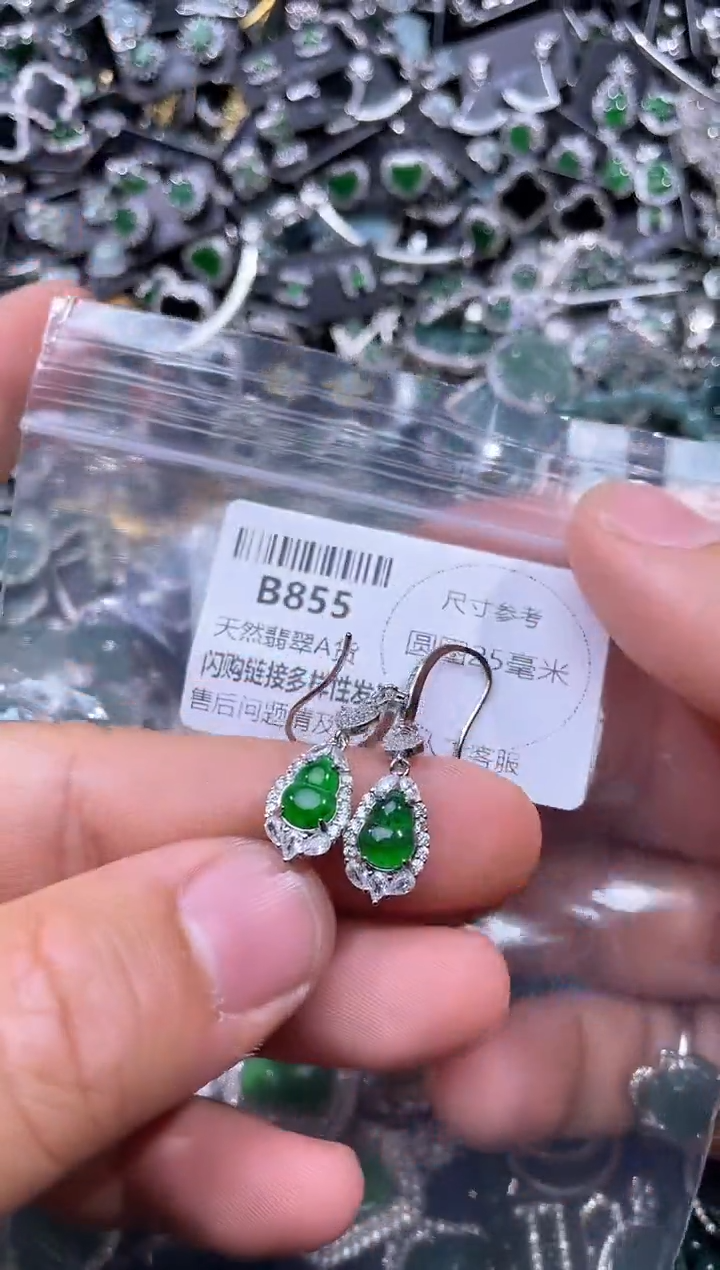 【闪购商品】翡翠颈饰未镶嵌B855耳钩