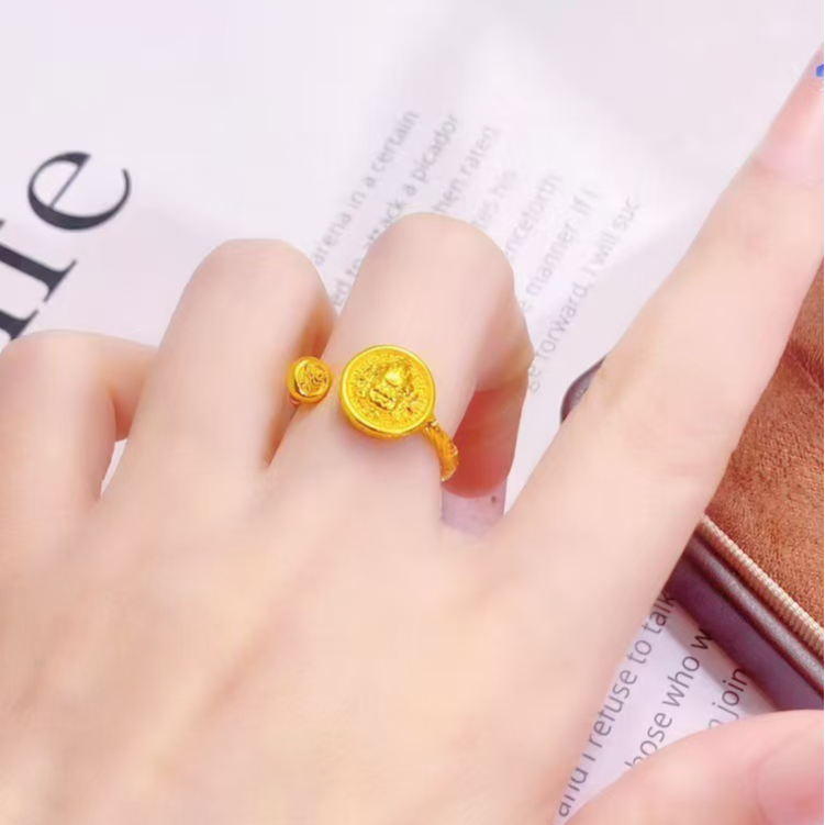 福韵天玺 铜合金戒指 《福系列》 黄财财戒指指环开口戒简约百搭