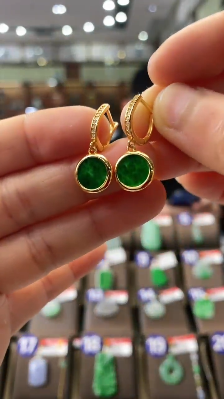 【闪购商品】翡翠耳饰银S925镶嵌耳饰