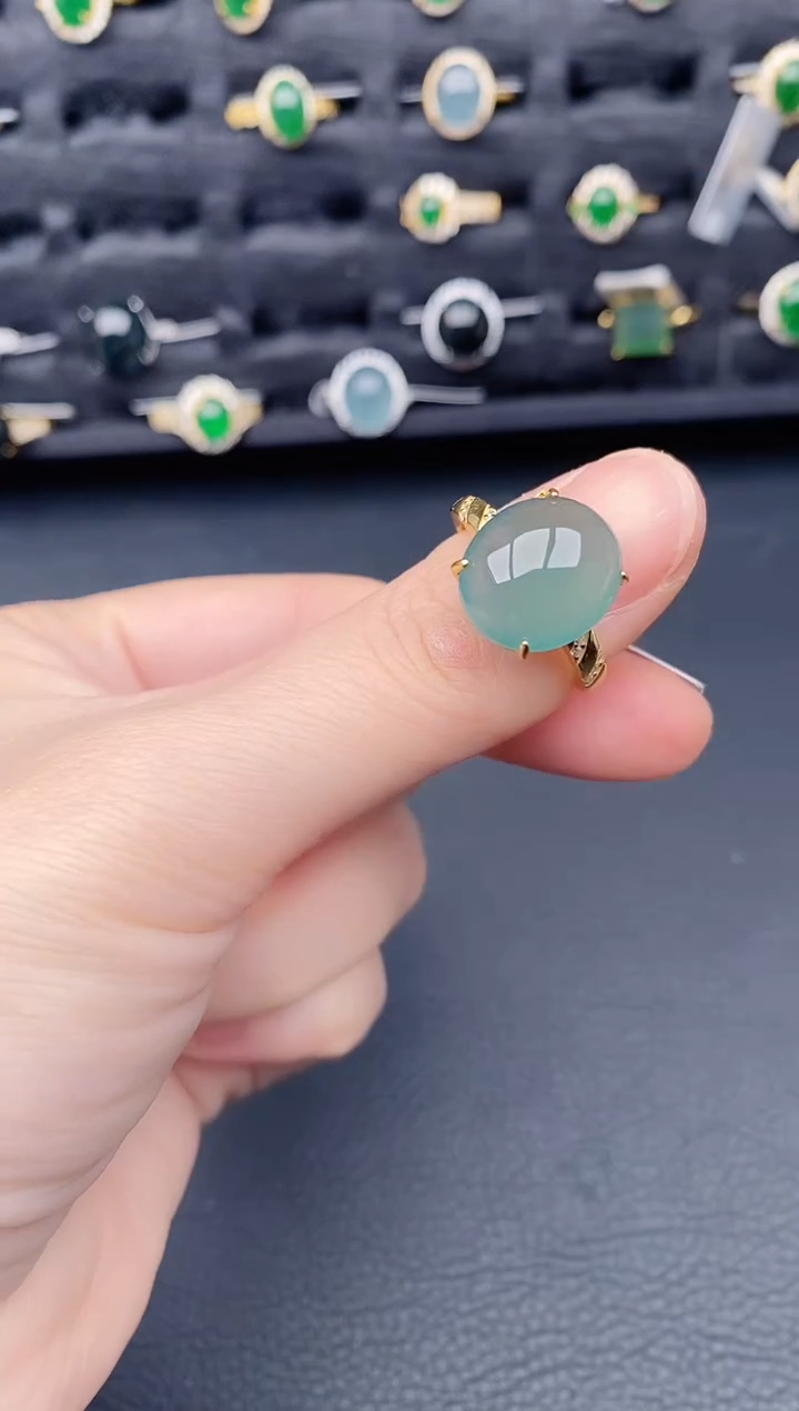 银S925镶嵌戒指翡翠天然a货翡翠138