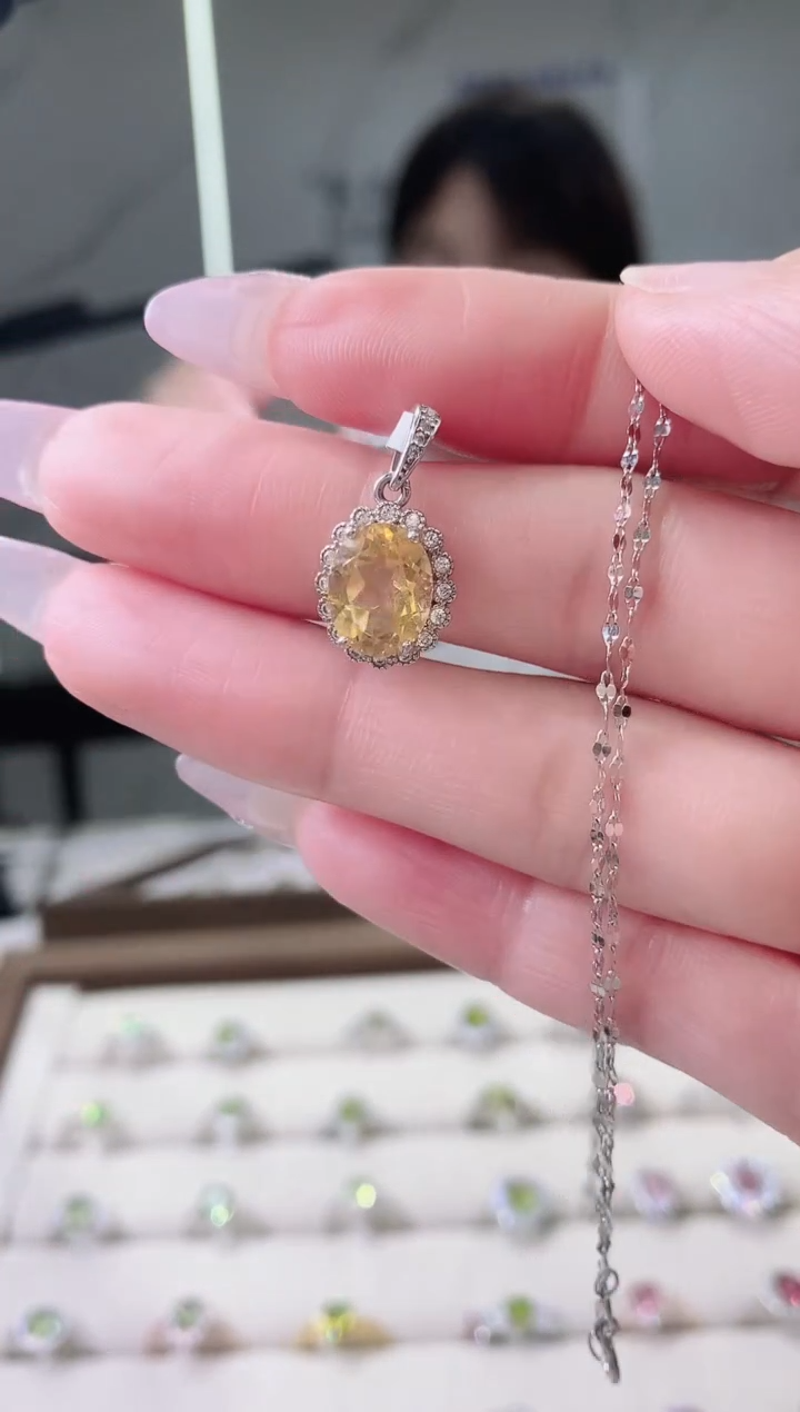 【闪购商品】黄晶颈饰银S925镶嵌2-43  