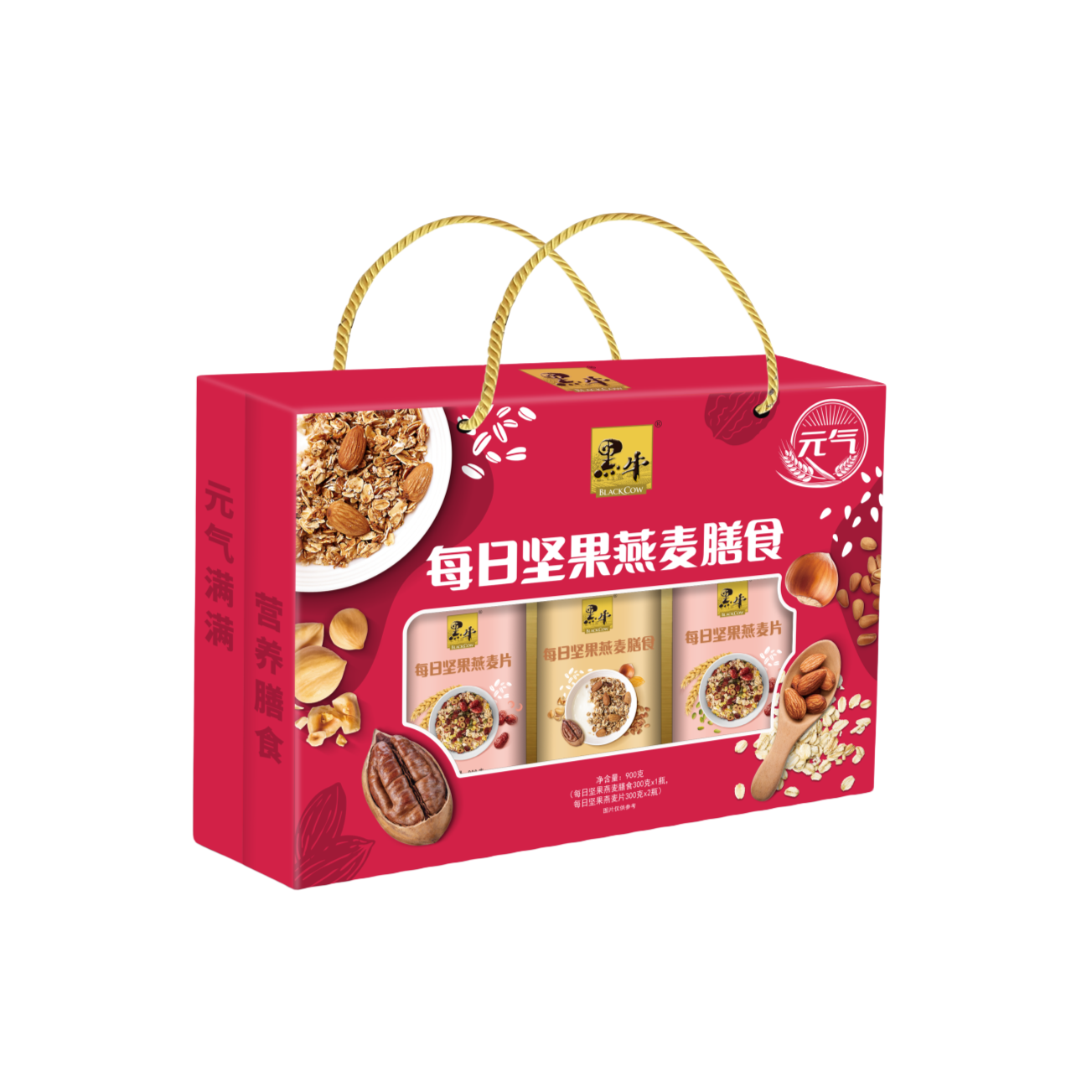 BLACKCOW/黑牛每日坚果燕麦膳食礼盒900g