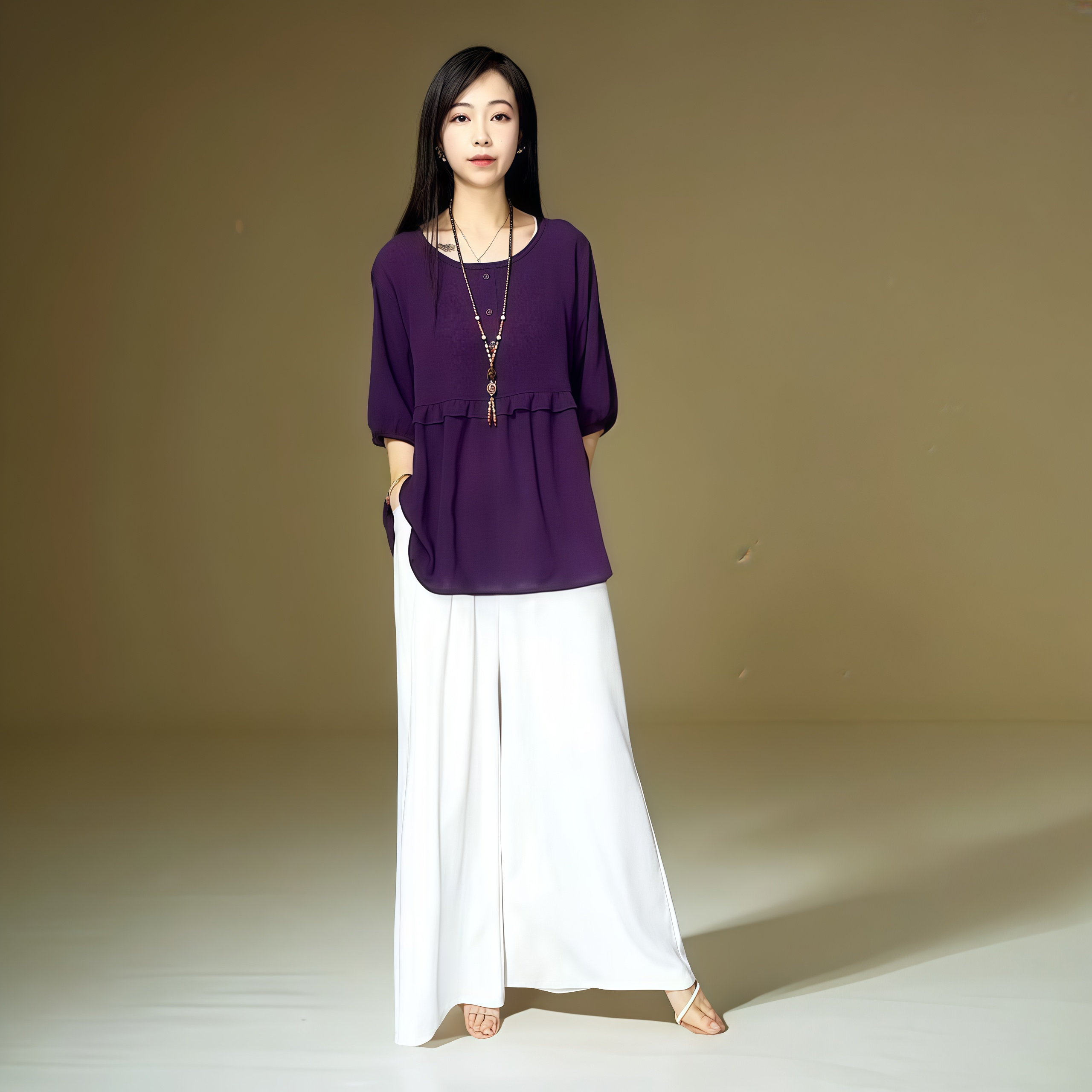 时尚宽松休闲气质衣服春夏出行设计师轻奢上衣5510（深紫）