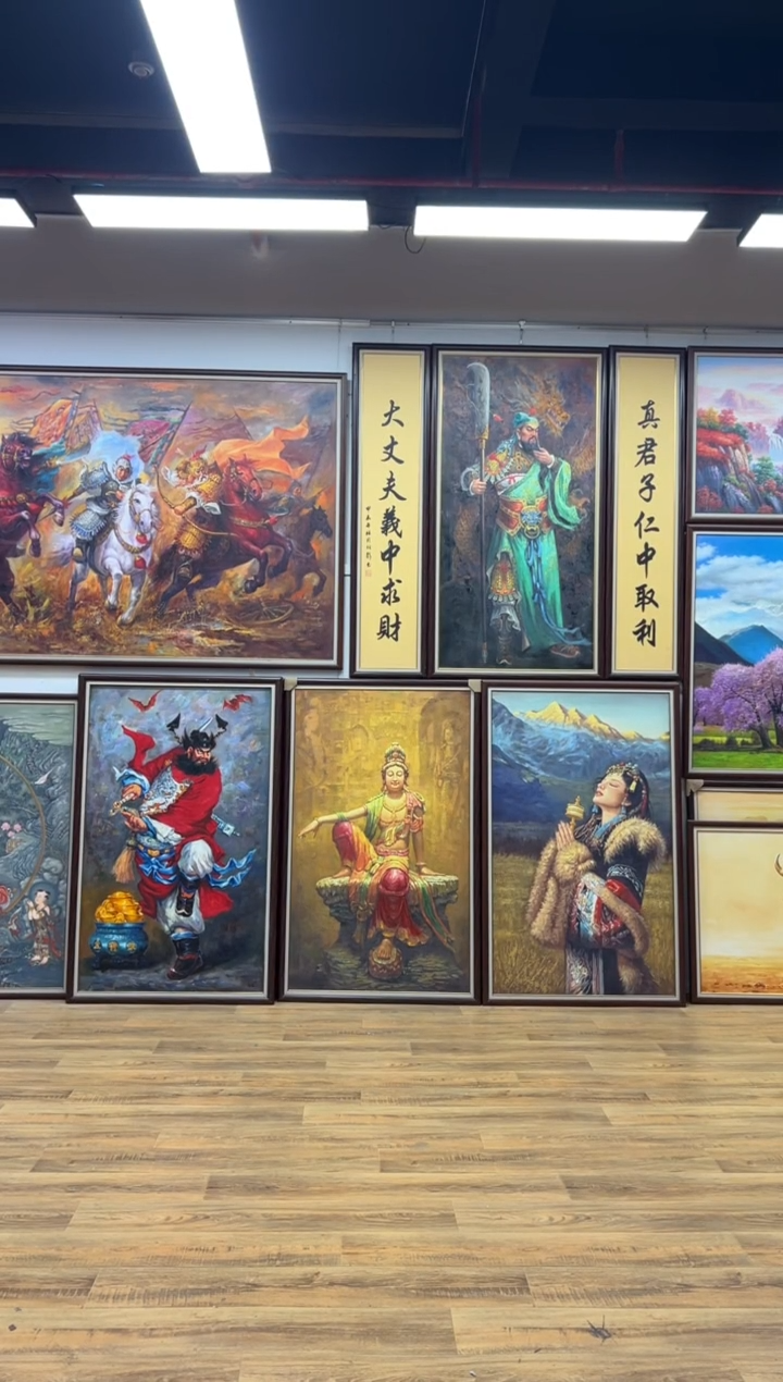 油画启*迎客松办公室客厅茶室玄关走廊家居版画挂画客厅挂画油画