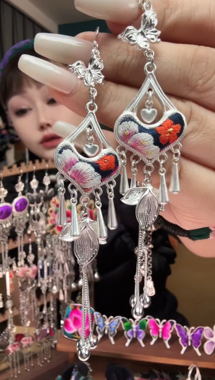 刺绣纯手工民族风刺绣耳环