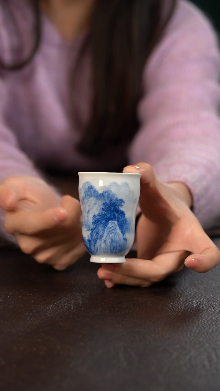 【闪购商品】杯HLX陶瓷国画山水高葫芦杯