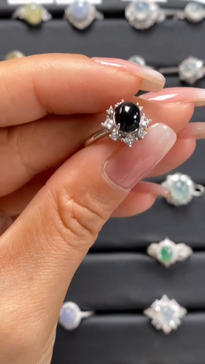 【闪购商品】翡翠戒指银S925镶嵌9313