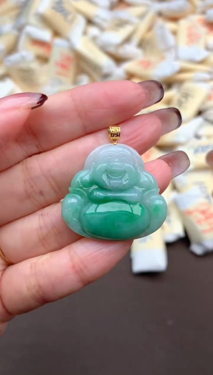 【闪购商品】翡翠挂件18K金镶嵌一