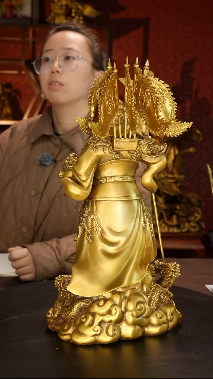 黄铜关公30cm铜九龙