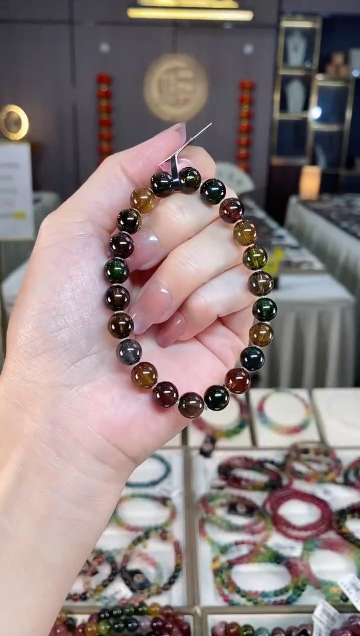 未镶嵌冰透体老矿碧玺黑糖单圈手串8mm+碧玺hon多样性发一条