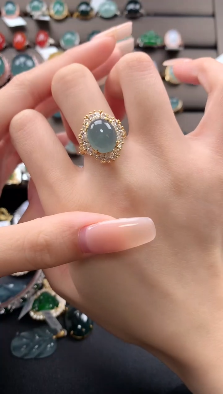 【闪购商品】翡翠戒指银S925镶嵌432432423