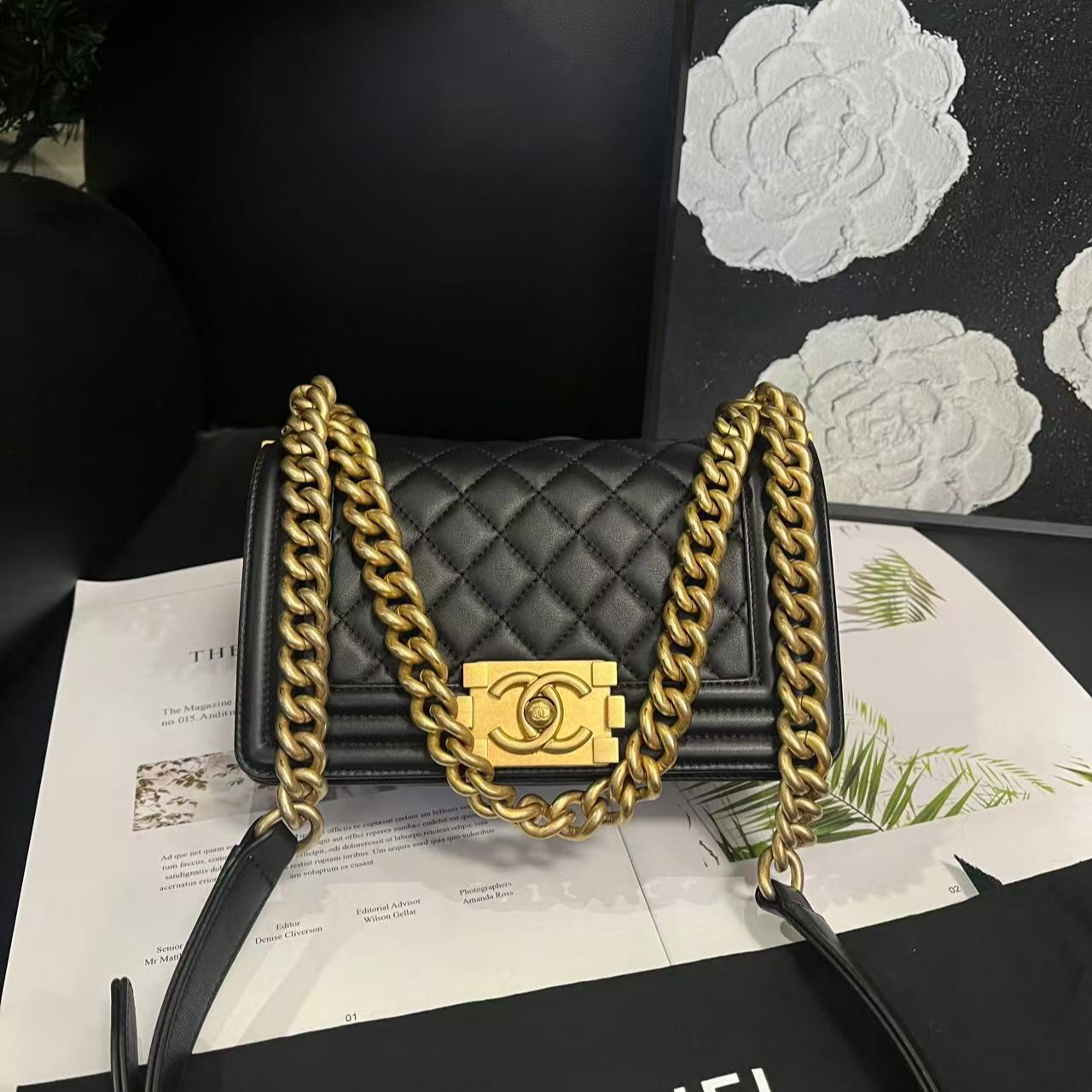 95新 Chanel/香奈儿 黑金芯片小号leboy单肩包B1309