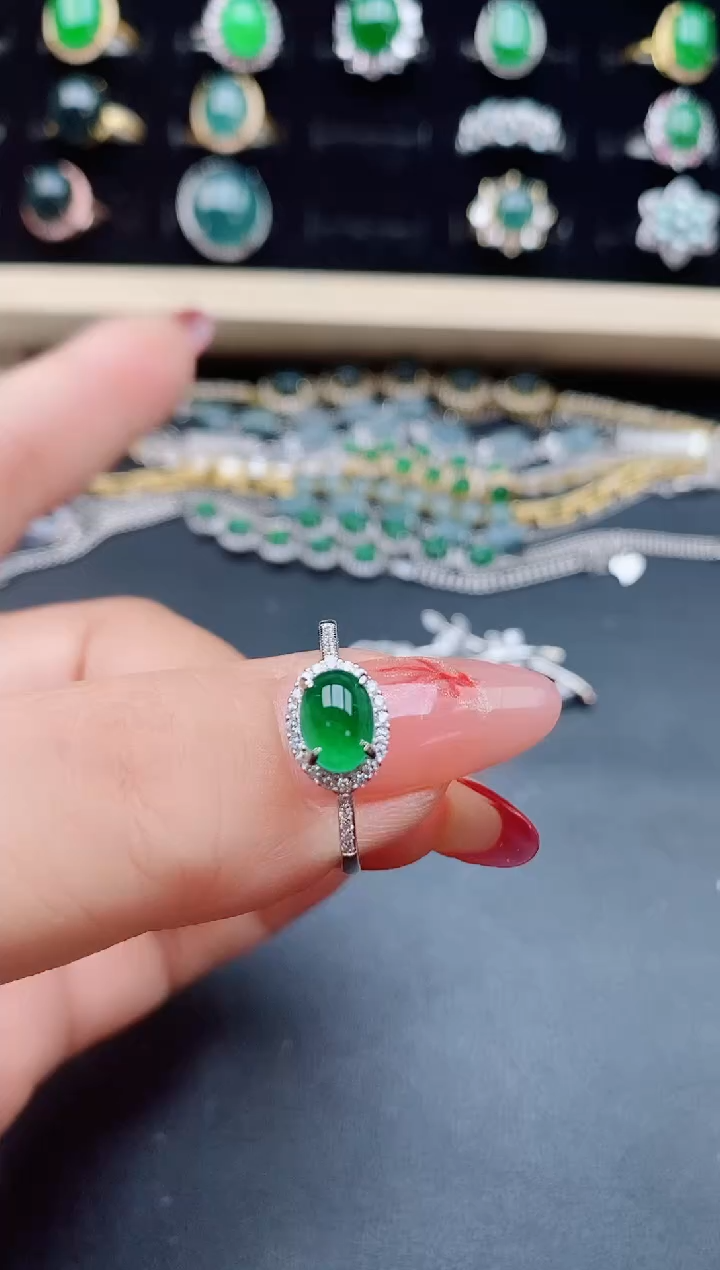 【闪购商品】翡翠戒指银S925镶嵌508005