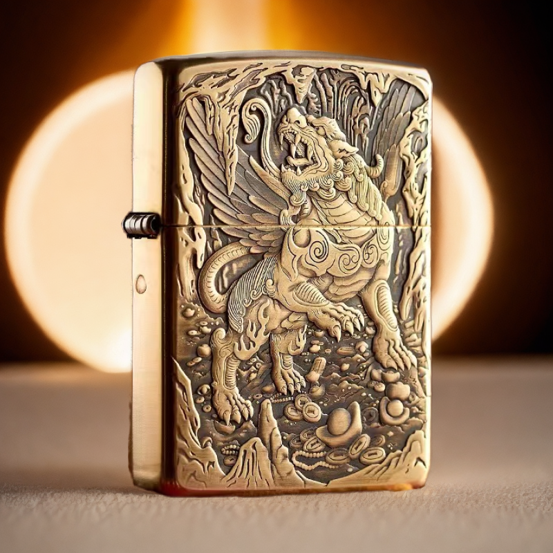 zippo打火机G铜盔甲3D浮雕天禄貔貅之宝防风送男友礼物DY991
