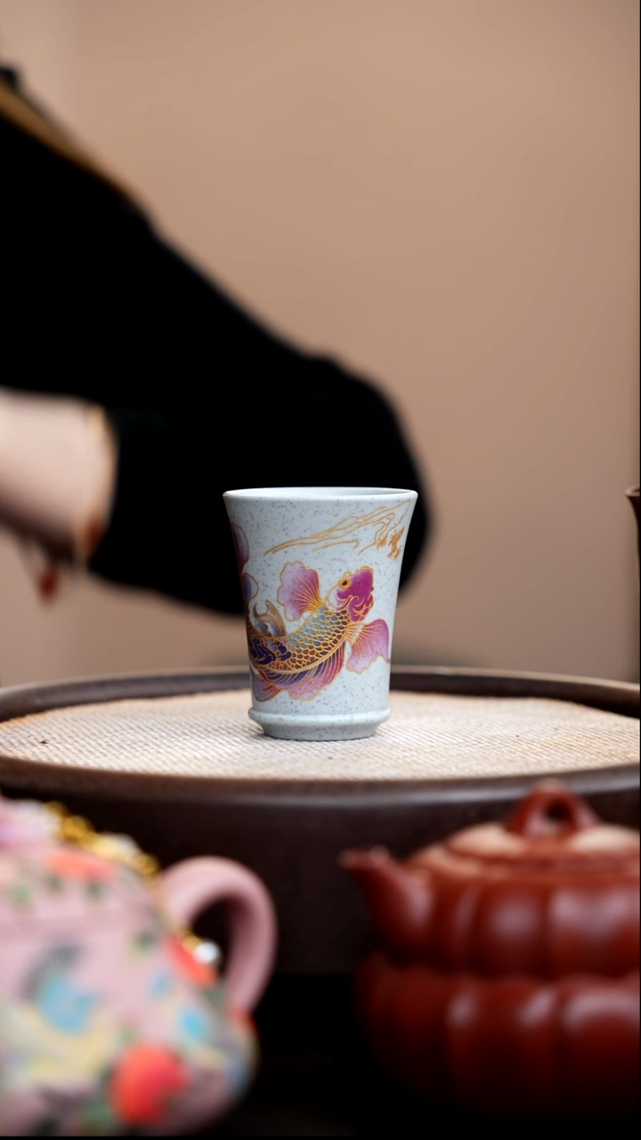 茶壶紫砂海蓝段闻香杯金鱼