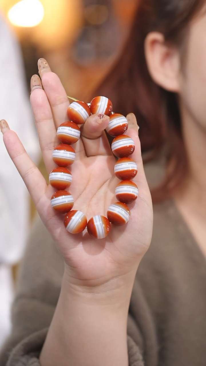 【闪购商品】玛瑙/玉髓颈饰未镶嵌Q31207红药师手串