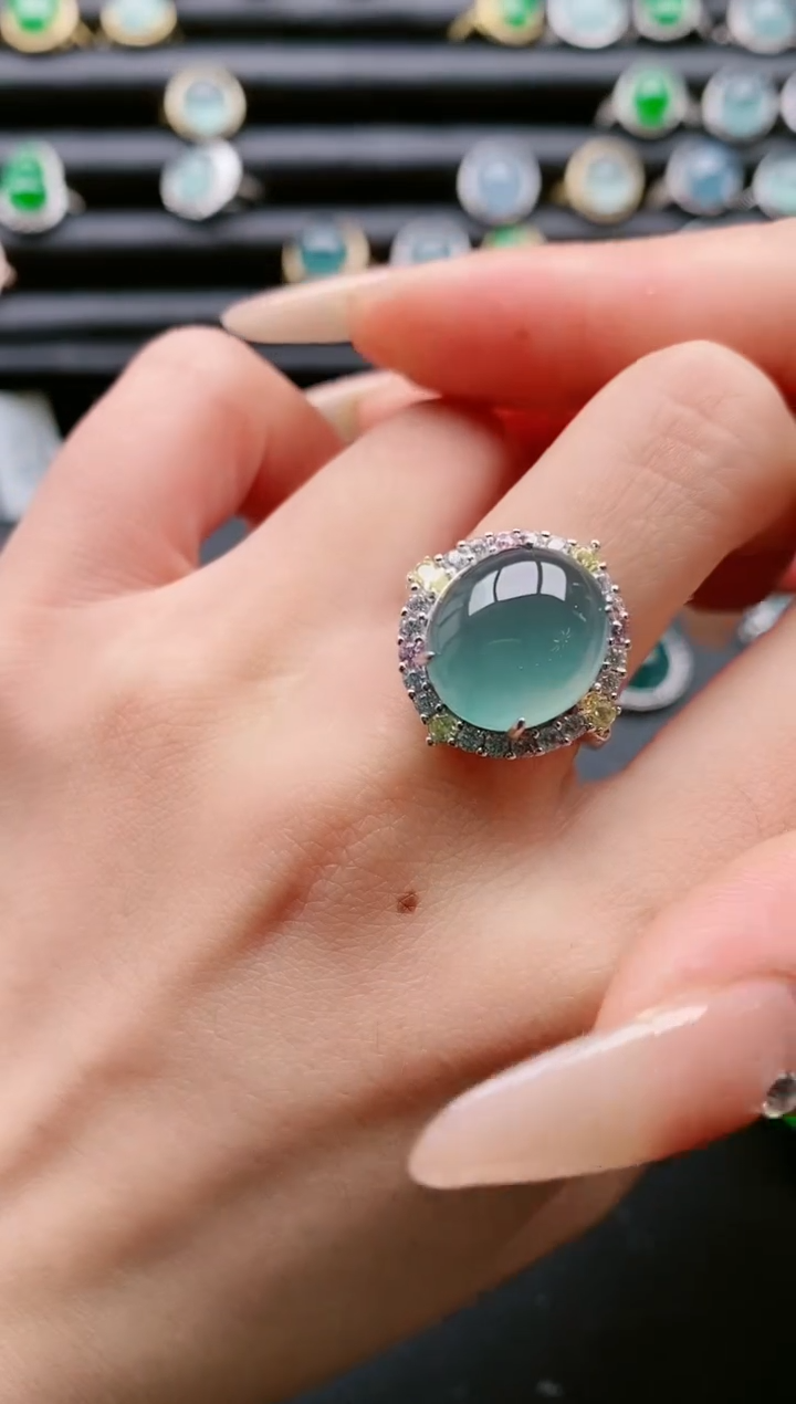 【闪购商品】翡翠戒指银S925镶嵌111111