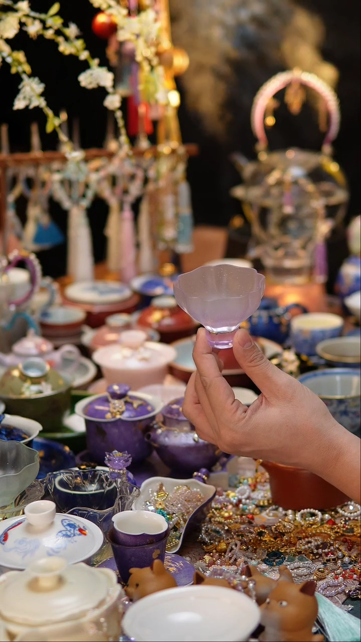 【闪购商品】紫色星空花口客杯