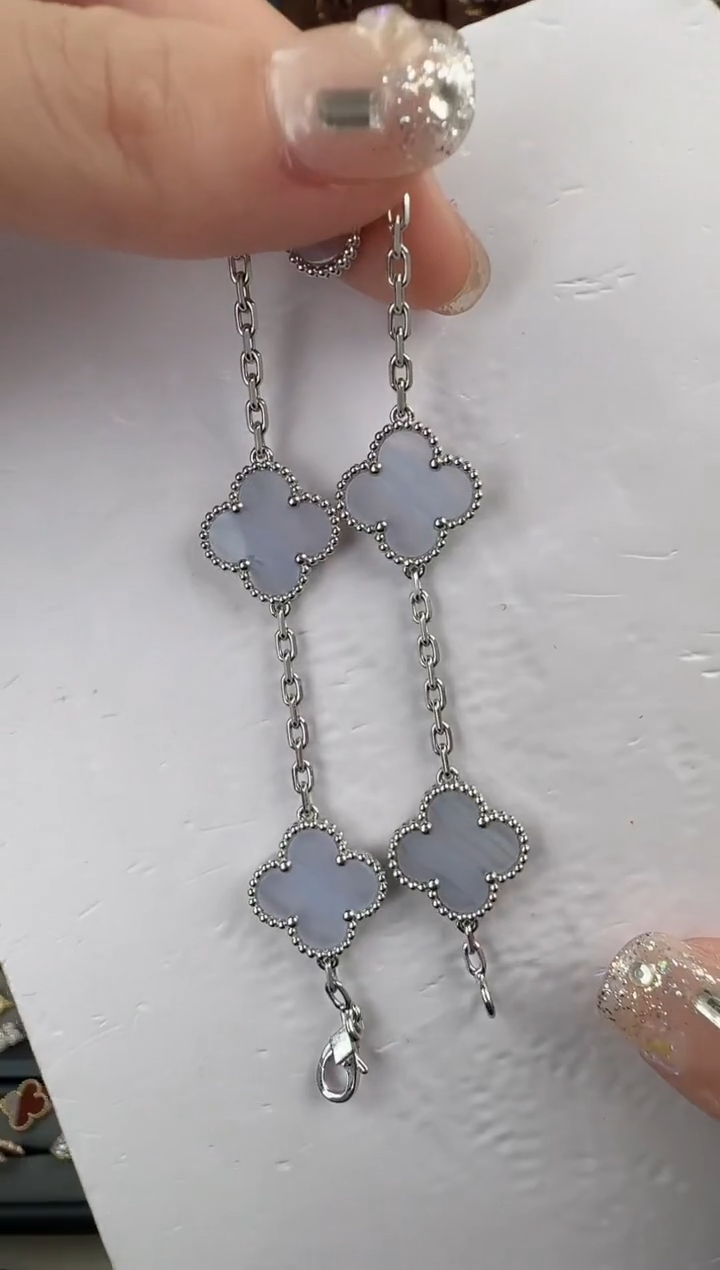 【闪购商品】玛瑙/玉髓手链18K金镶嵌紫玉髓五花手链