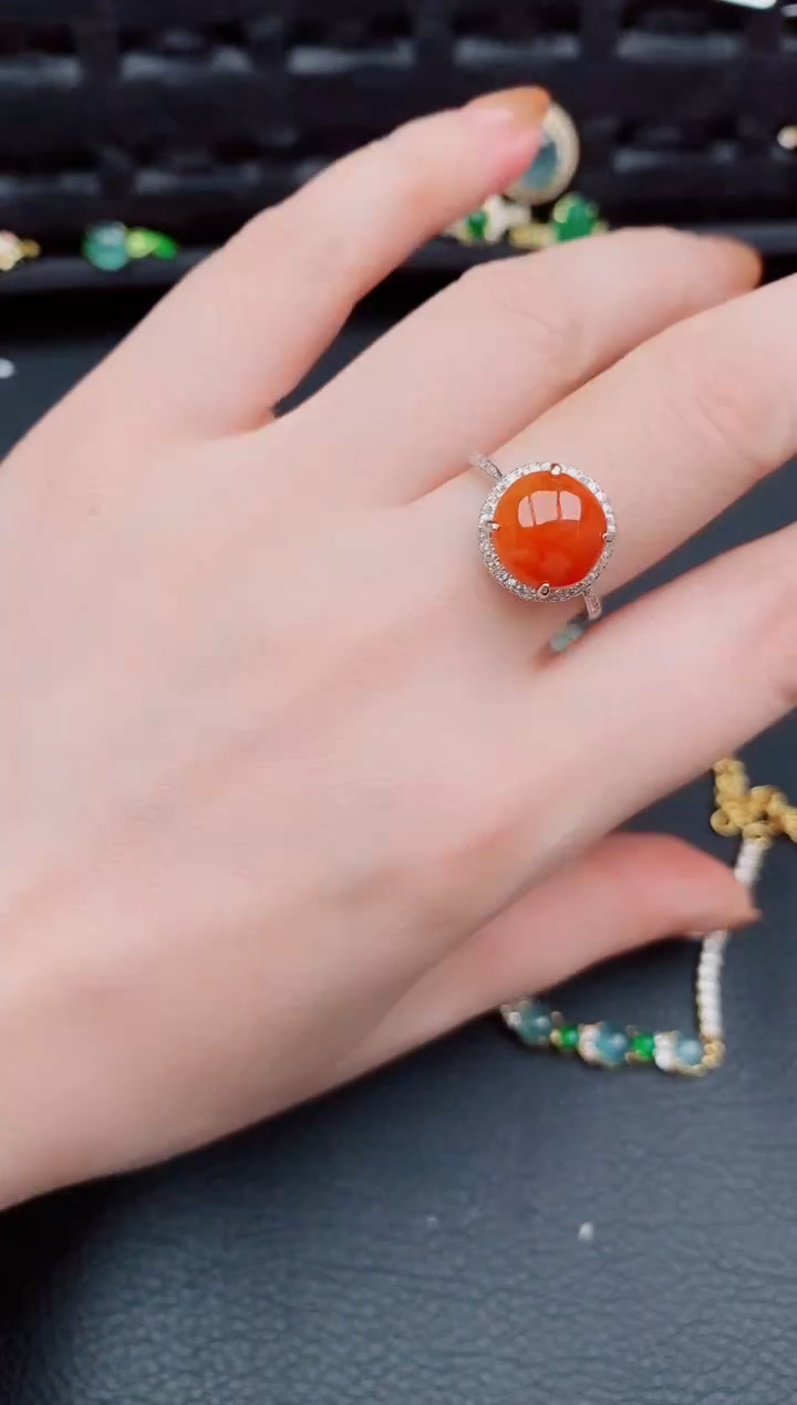 【闪购商品】翡翠戒指银S925镶嵌天然a货翡翠491