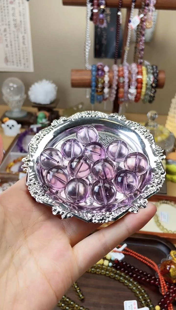 水晶手链未镶嵌巴西紫水单珠16mm