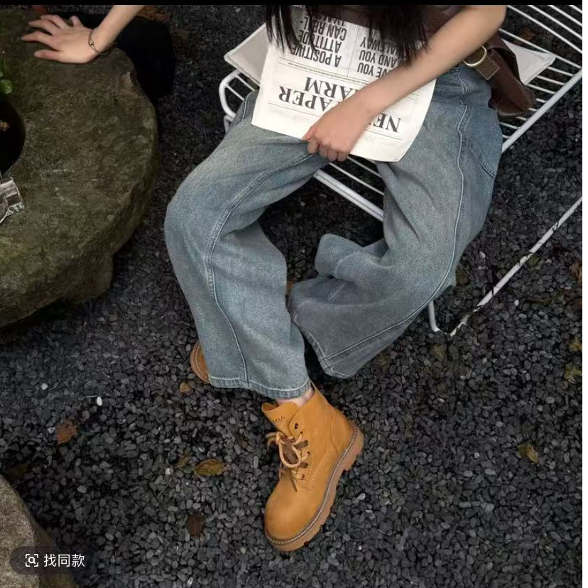 （踢不烂）复古美拉德黄色大头沙漠登山单靴5E2-1035-3