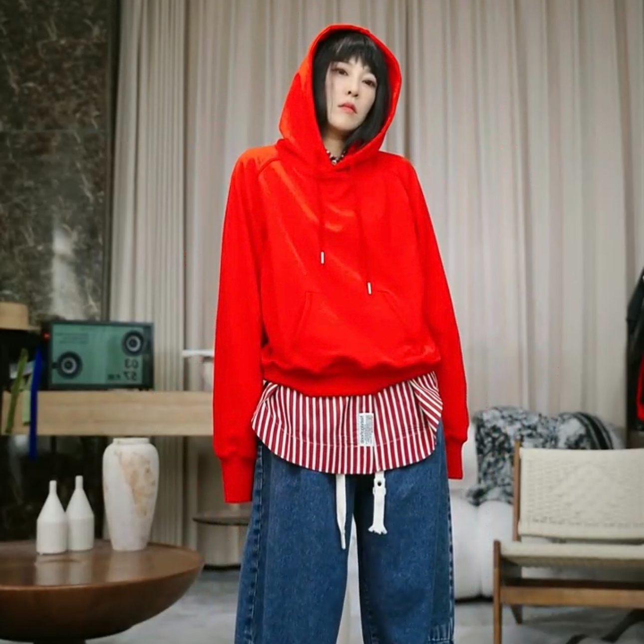 infobyfive福利秋冬新款连帽抽绳袋鼠口袋长袖卫衣六店NF0508023