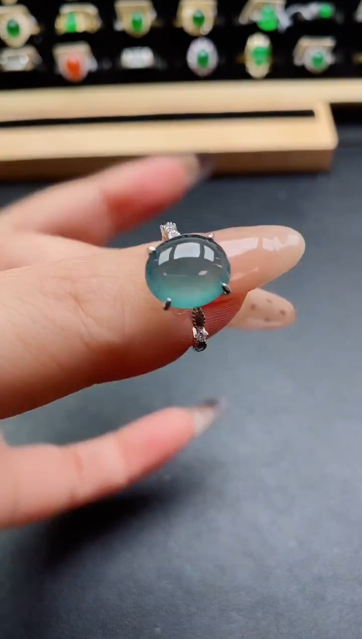 银S925镶嵌戒指翡翠12121