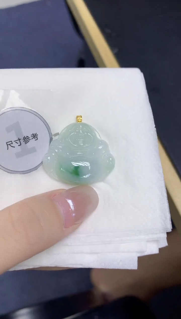 颈饰18K金镶嵌翡翠天然缅甸翡翠A货百元以上9元证书费自理