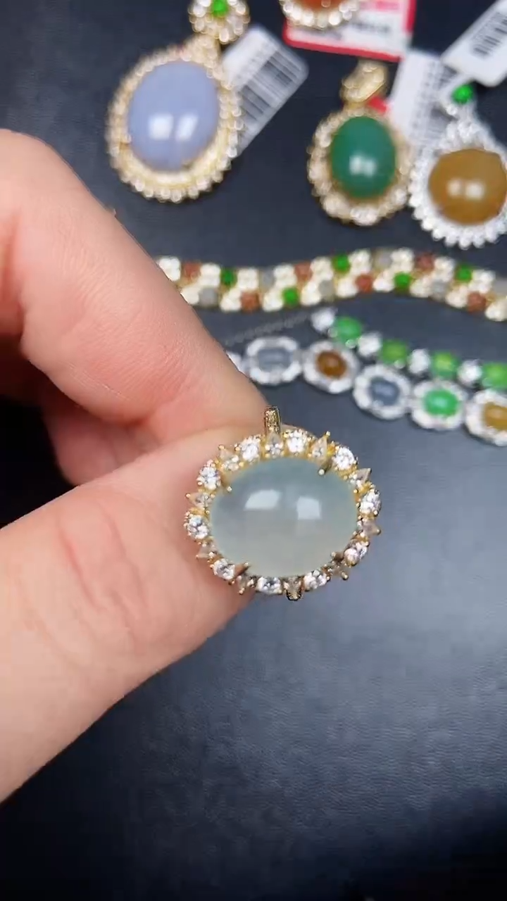 银S925镶嵌戒指翡翠9000