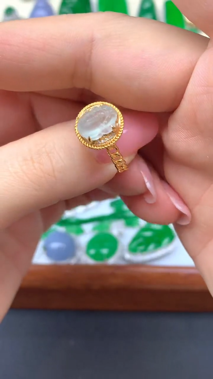 【闪购商品】翡翠戒指18K金镶嵌222-天然翡翠