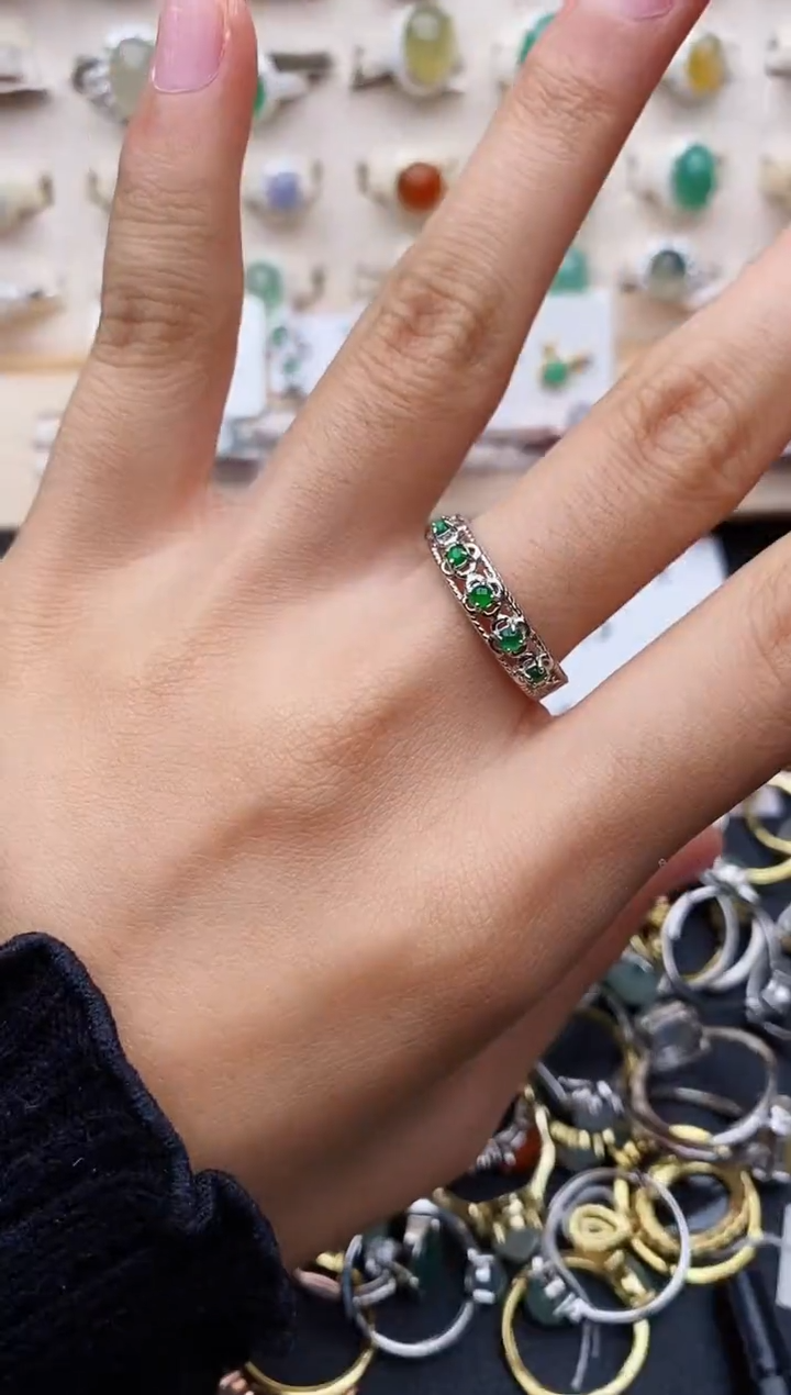 【闪购商品】翡翠戒指银S925镶嵌缅甸翡翠