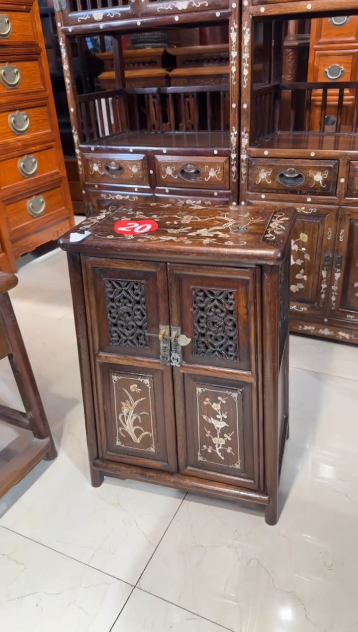 【闪购商品】木木艺缅花镶嵌透雕小圆角柜2280.88