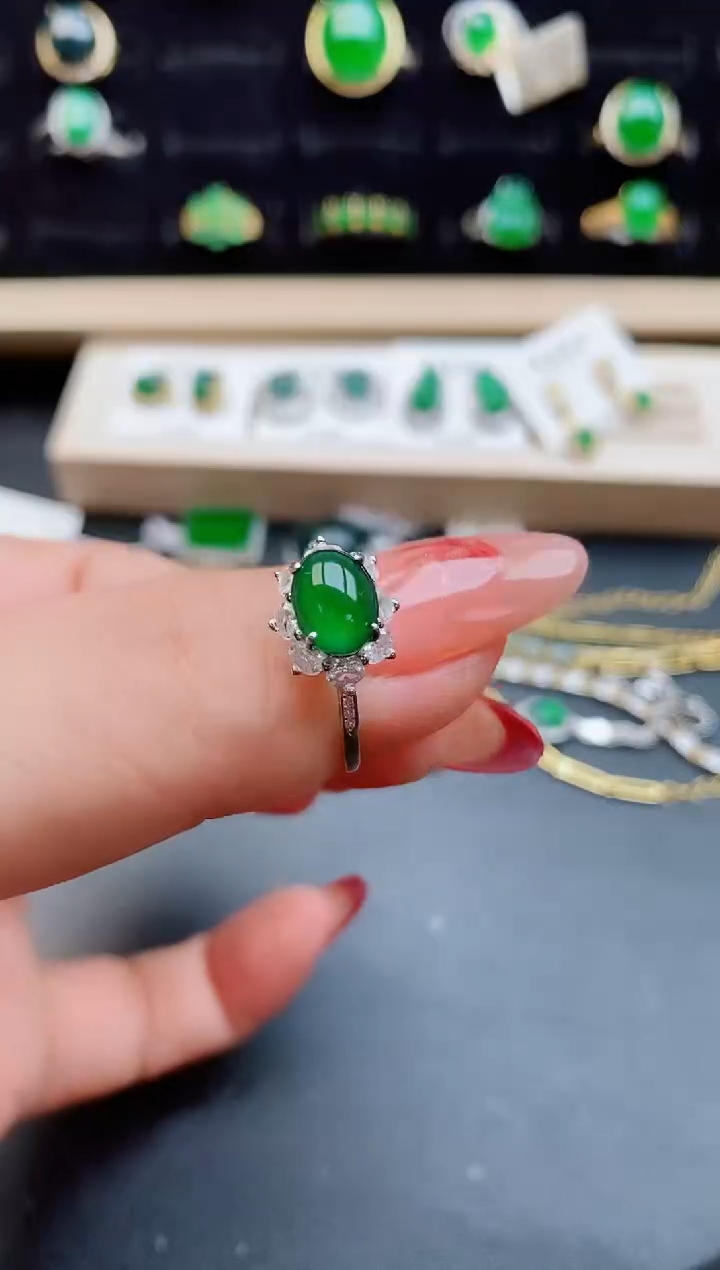 【闪购商品】翡翠戒指银S925镶嵌508505