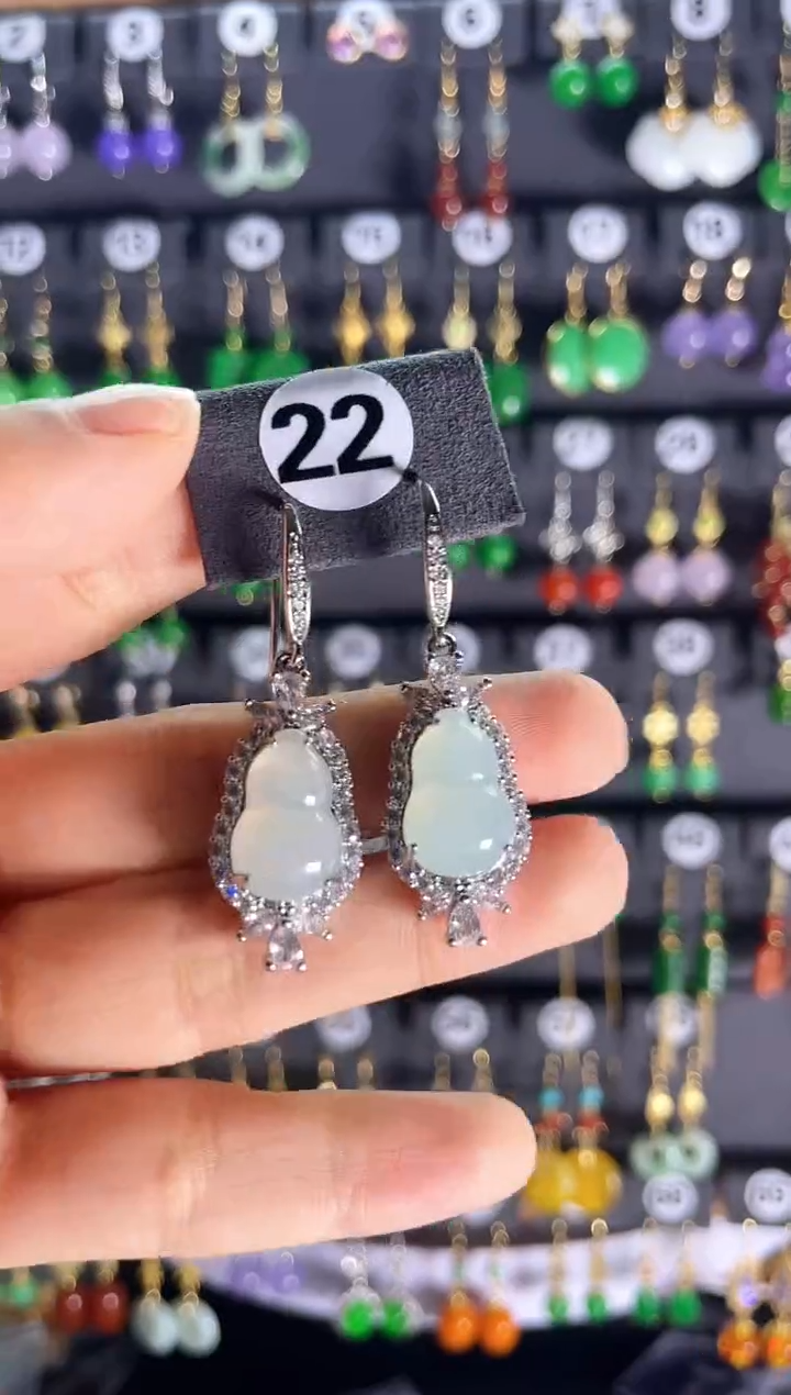 【闪购商品】翡翠耳饰银S925镶嵌22