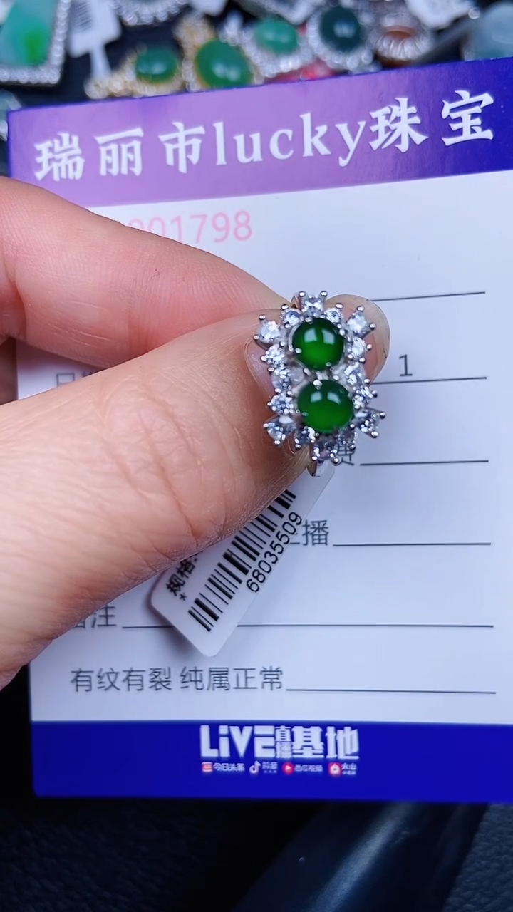 颈饰银S925镶嵌翡翠17998