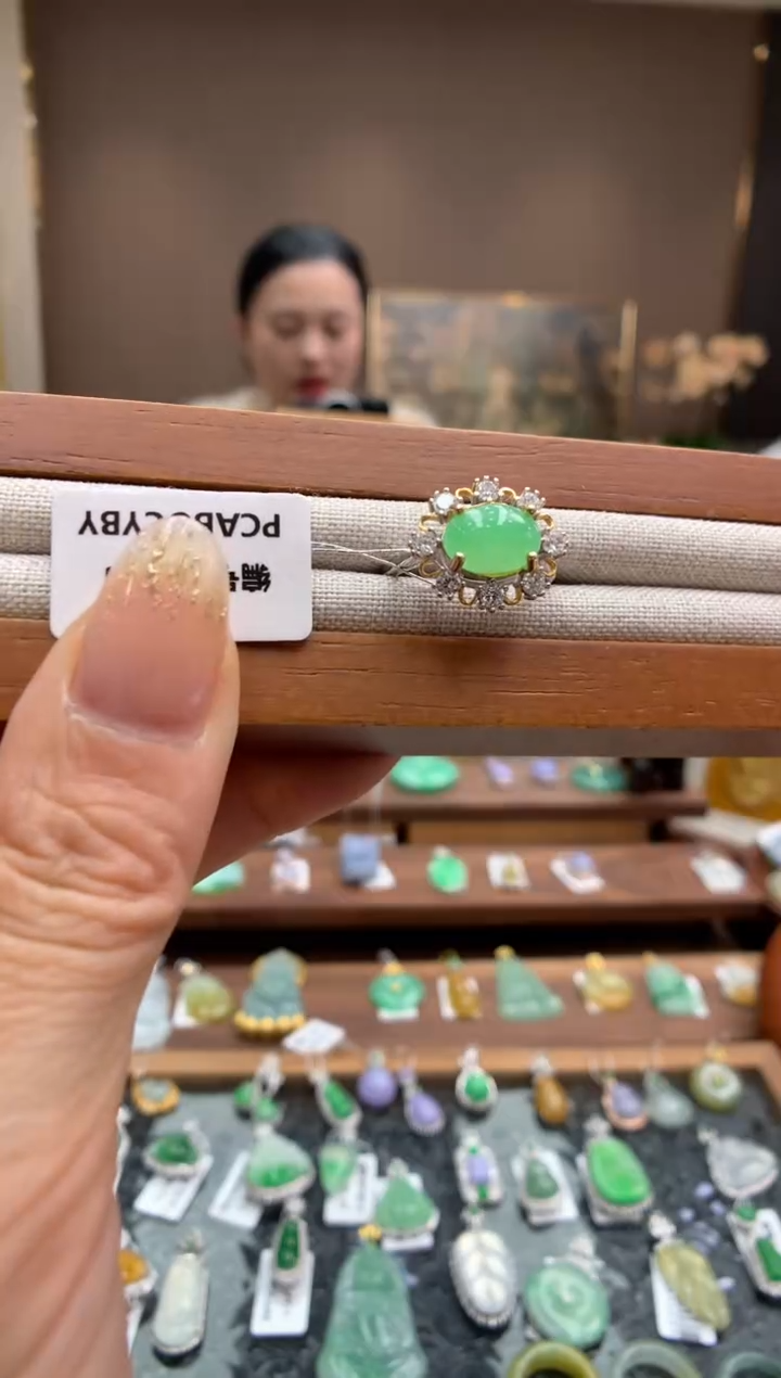 【闪购商品】翡翠戒指银S925镶嵌戒指