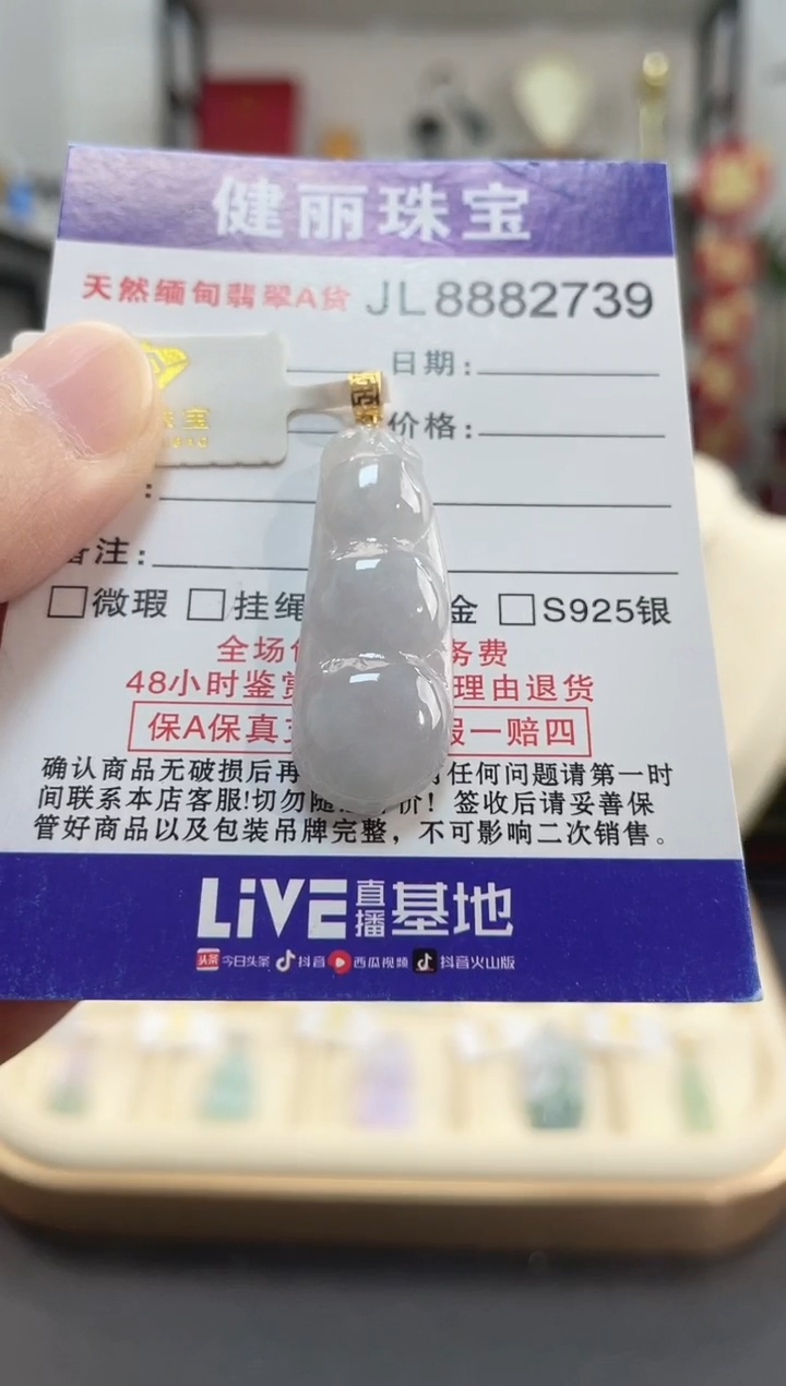 颈饰18K金镶嵌翡翠富贵豆(一物一证)