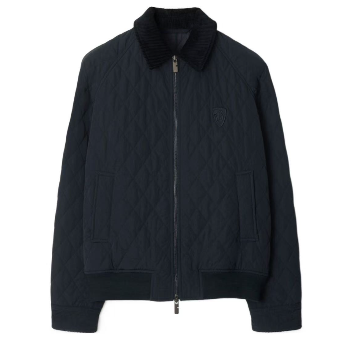 Burberry/博柏利 全新带吊牌 新季蓝色翻领拉链绗缝棉服 男 S码