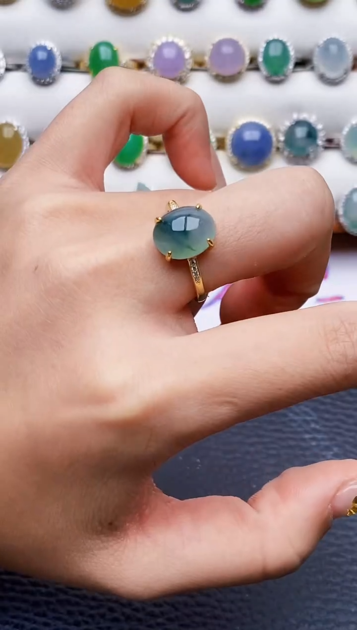 银S925镶嵌戒指翡翠0656