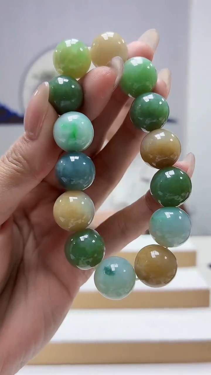 未镶嵌定制翡翠5028MM-毛货手串56