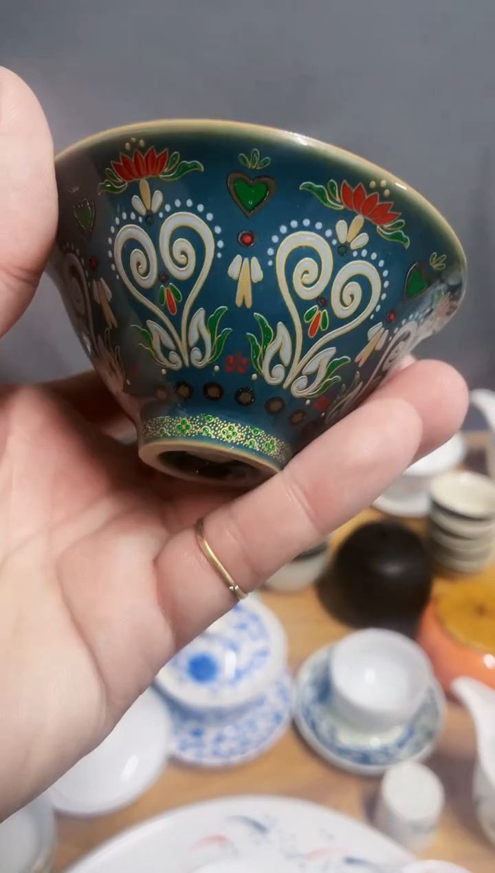 【闪购商品】【瓷心匠物】直播间福利敦煌斗笠杯蓝