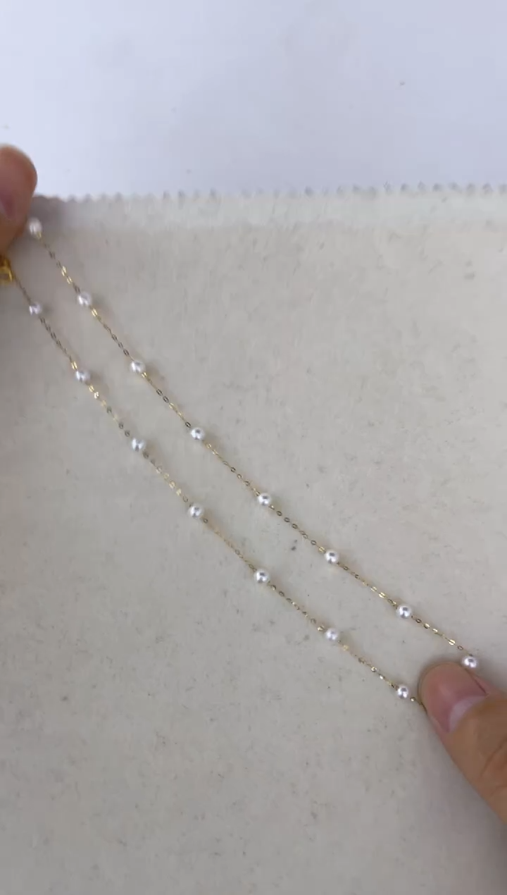 淡水珍珠18K金镶嵌颈饰项链满天星