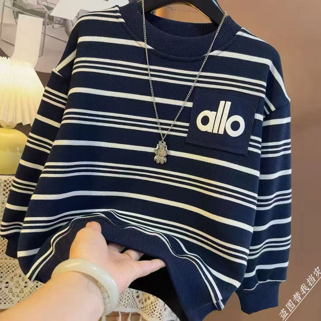 【加绒/不加绒】潮酷痞帅童装中大童帅气时尚百搭条纹上衣S9595