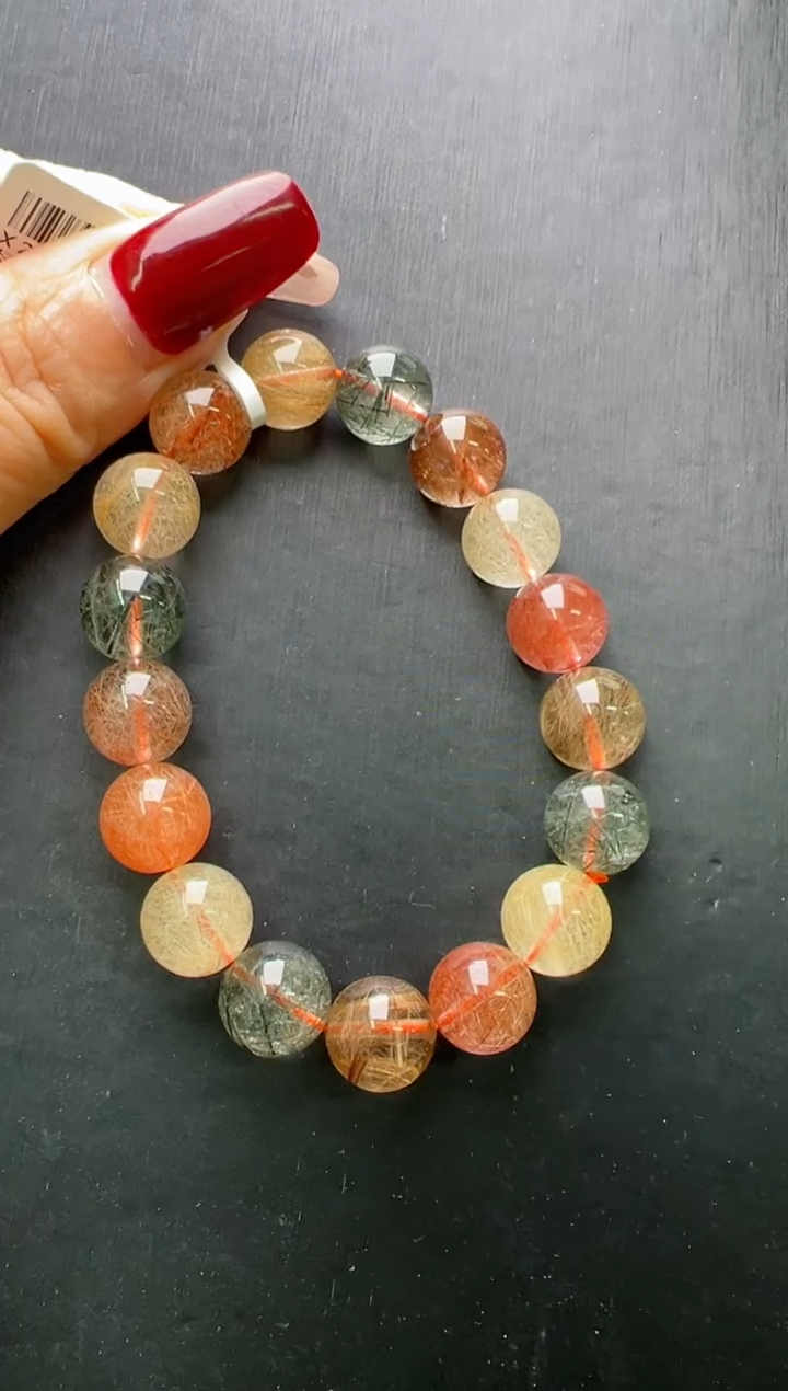 【闪购商品】水晶手串未镶嵌彩发晶手串11m+ X26762