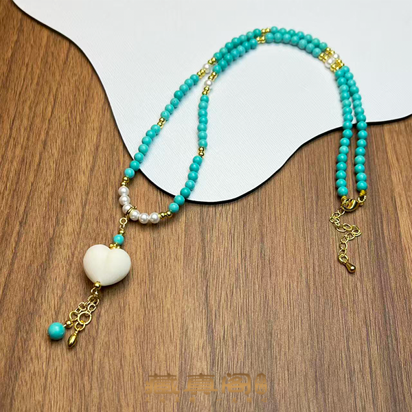 【藏真阁】H2063天然珠宝设计款屁桃爱心项链