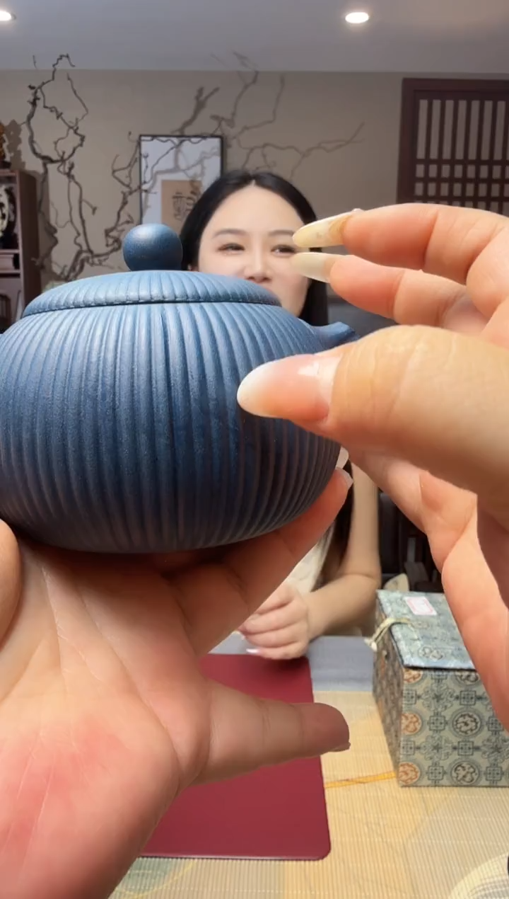 珐琅足银I 甄选好物孤品苏门答腊青颈纹西施紫砂壶