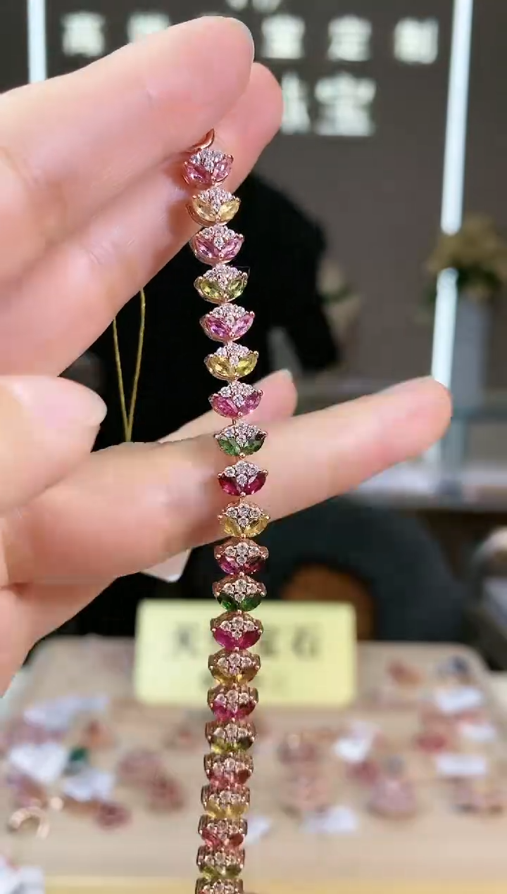 【闪购商品】碧玺手链银S925镶嵌手链