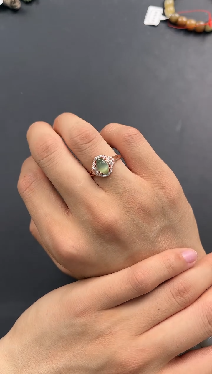 未镶嵌手串和田玉俄碧猫眼戒指微色差