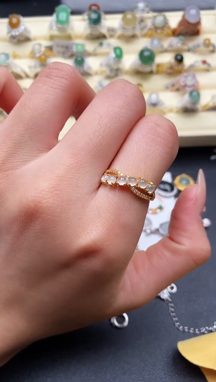 【闪购商品】翡翠戒指银S925镶嵌888888+9